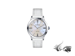 Montre à quartz Eterna Eternity Lady, 32 mm, nacre blanche, bracelet en cuir