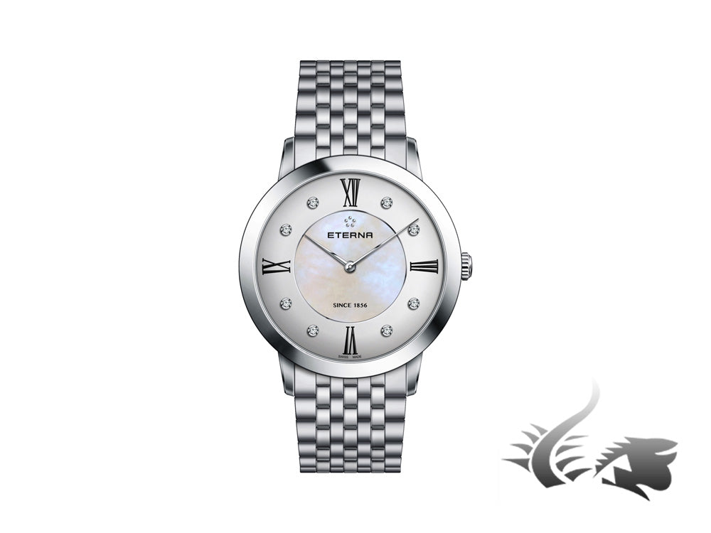 Montre à quartz Eterna Eternity Lady, ETA 955.112, 40 mm, diamants, nacre