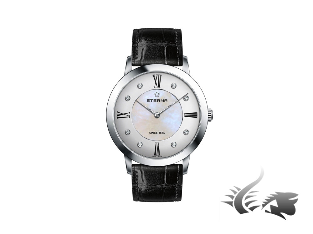 Montre à quartz Eterna Eternity Lady, ETA 955.112, 40 mm, diamants, nacre