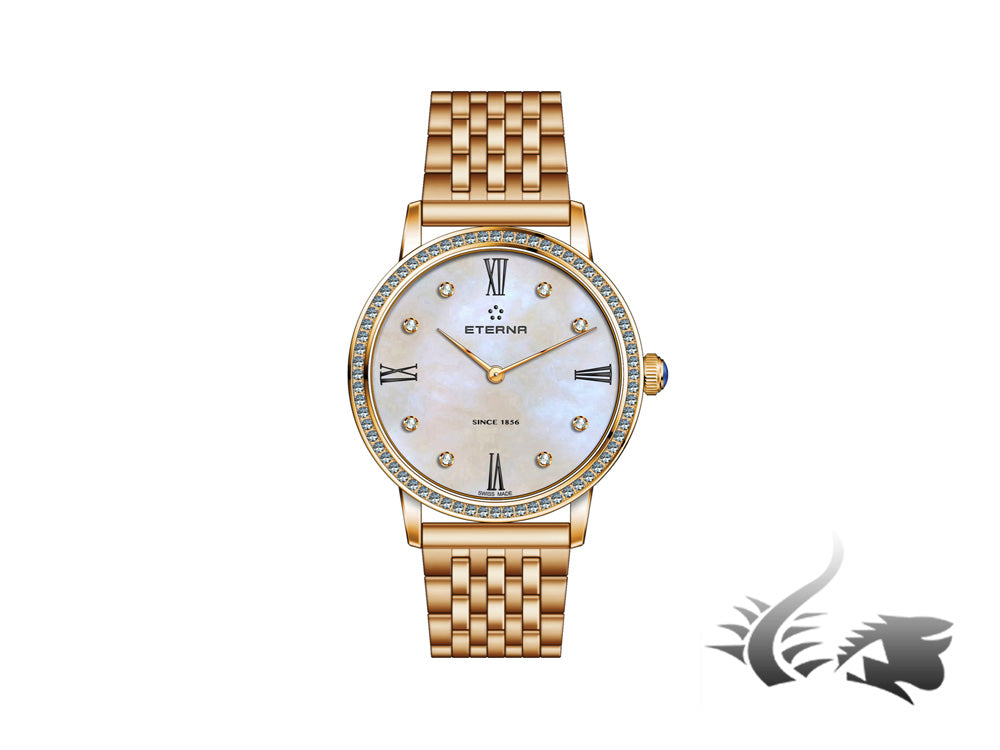 Eterna Eternity Lady Quartz watch, ETA 956.412, PVD, Rose Gold, Diamonds, 32mm