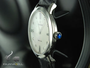 Montre à quartz Eterna Eternity Lady, ETA 956.412, 32 mm, blanche, bracelet en cuir