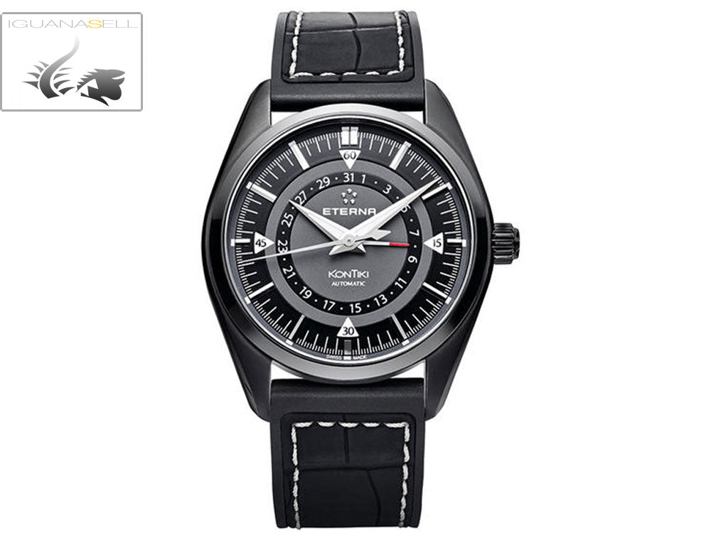 Eterna KonTiki Automatic Watch, PVD, Black, Cayman Band, 1598.43.41.1306