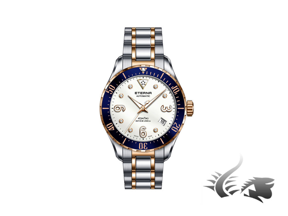 Montre automatique Eterna Lady KonTiki Diver, SW 200, PVD, diamants, édition spéciale.