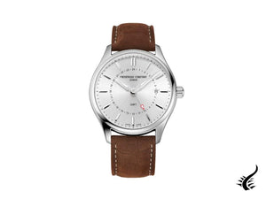 Montre à quartz GMT Classics de Frédérique Constant, 40 mm, argent, FC-252SS5B6