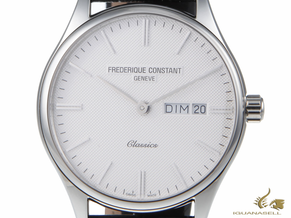 Montre à quartz classique Frédérique Constant, FC-225, 40 mm, argent, jour et date