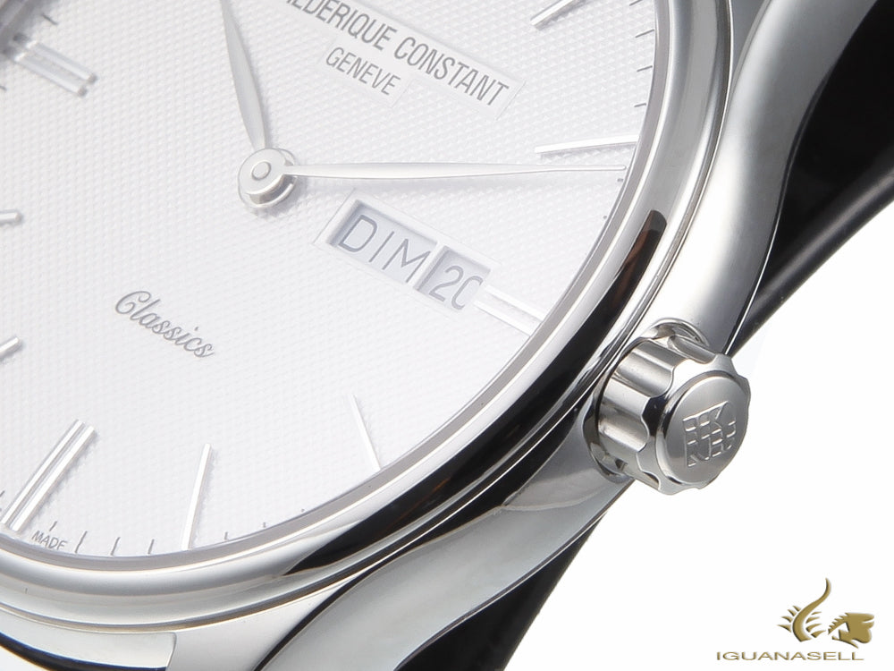 Montre à quartz classique Frédérique Constant, FC-225, 40 mm, argent, jour et date