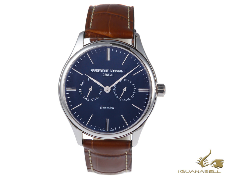 Montre à quartz classique Frédérique Constant, FC-259, 40 mm, bleu, jour et date