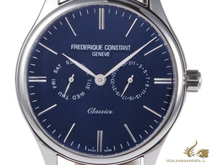 Frederique Constant Classics Quartz Watch, FC-259, 40mm, Blue, Day and date