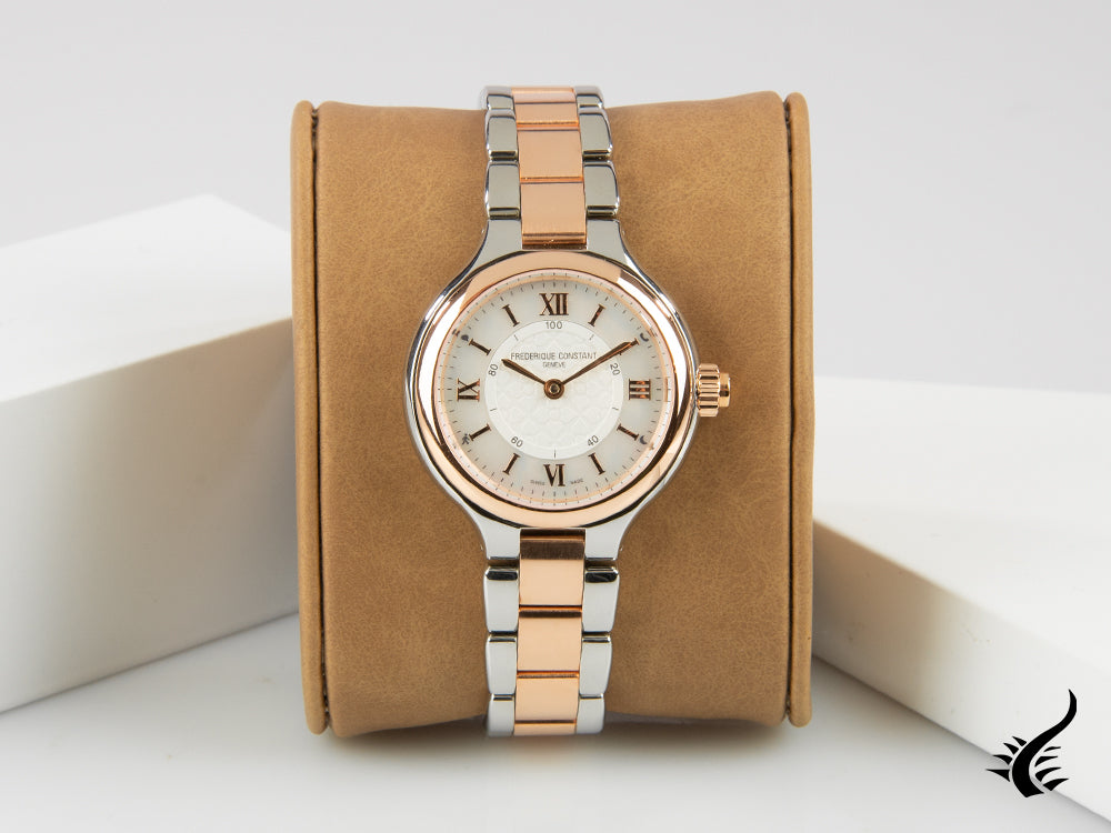 Montre connectée à quartz pour femme Frederique Constant, or rose, GMT