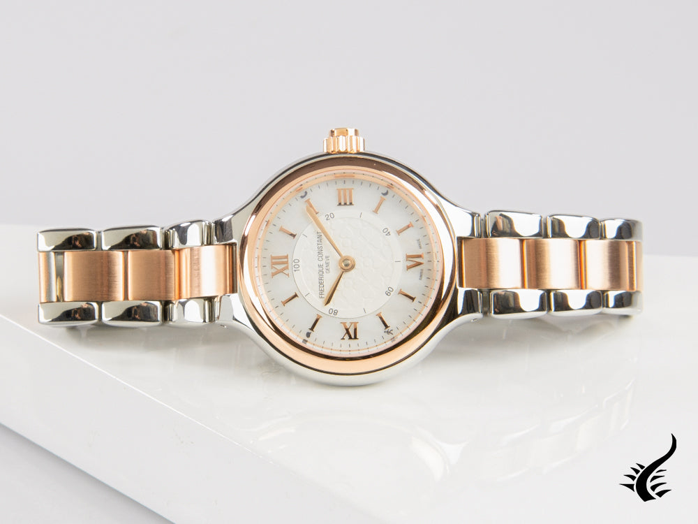 Montre connectée à quartz pour femme Frederique Constant, or rose, GMT