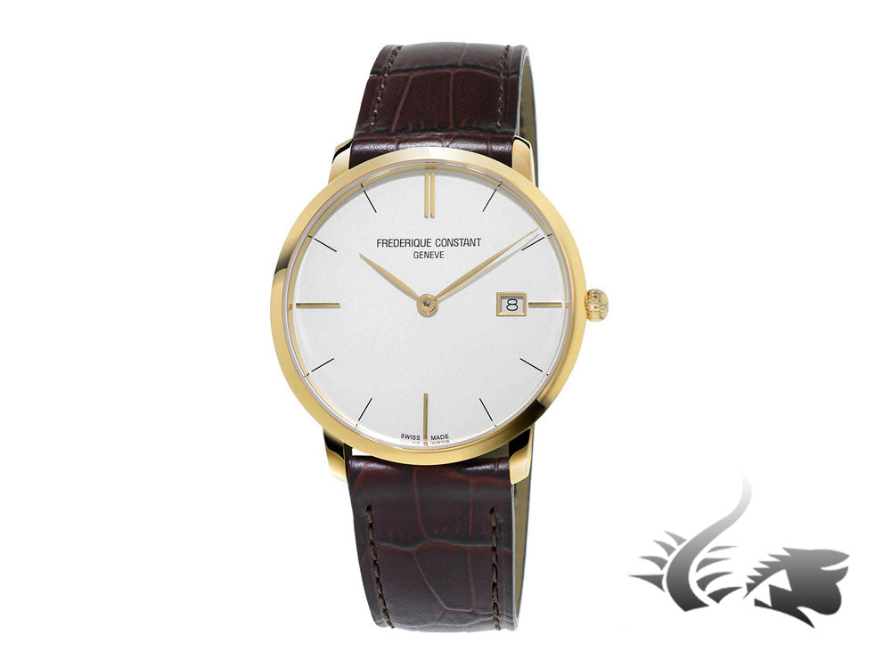 Montre à quartz Slimline pour homme de Frederique Constant, FC-220, or, cuir