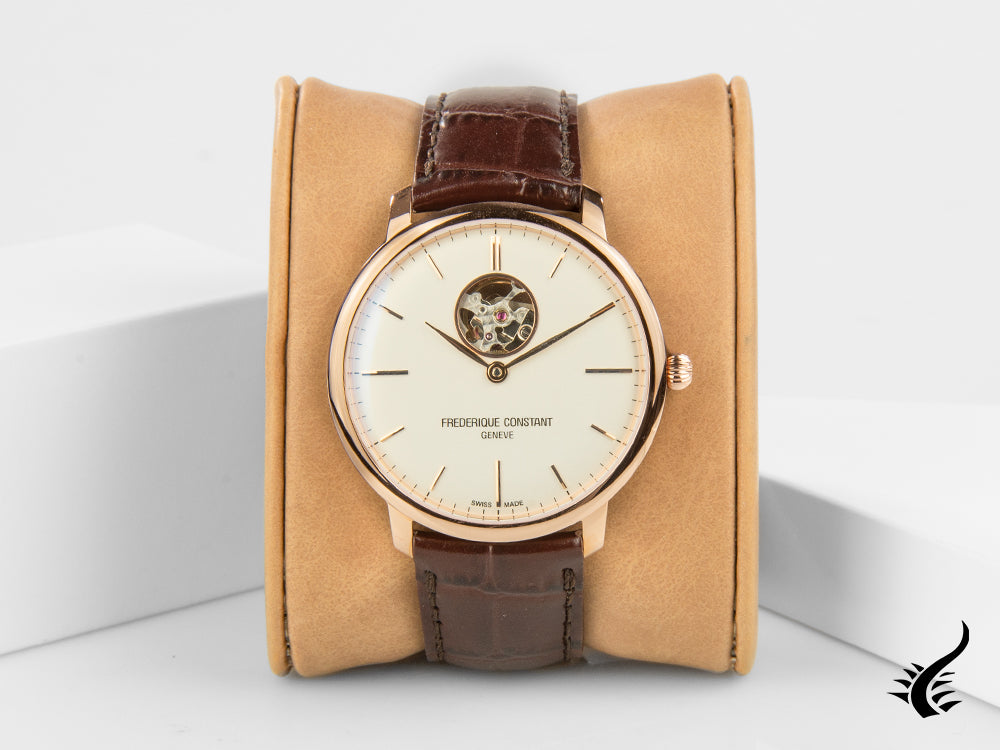 Montre automatique Slimline Heart Beat de Frederique Constant, FC312, or rose, blanc