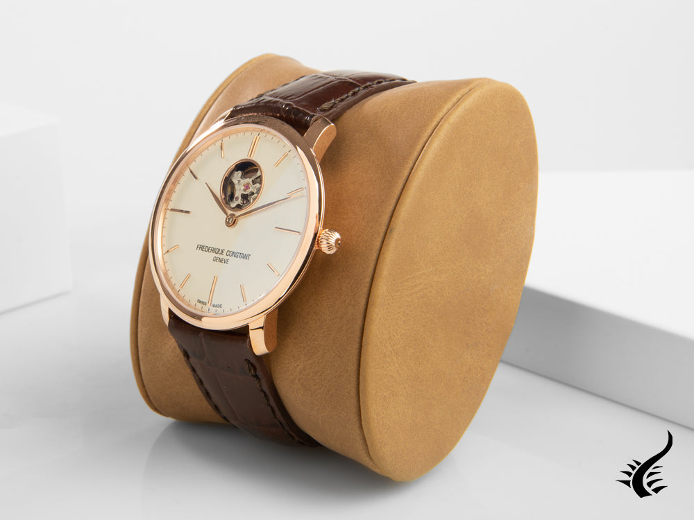 Montre automatique Slimline Heart Beat de Frederique Constant, FC312, or rose, blanc