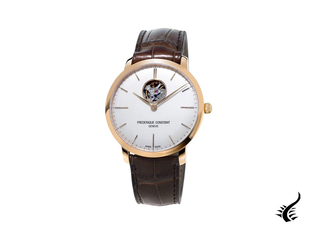 Frederique Constant Slimline Heart Beat Automatic Watch, FC312, Rose gold, White