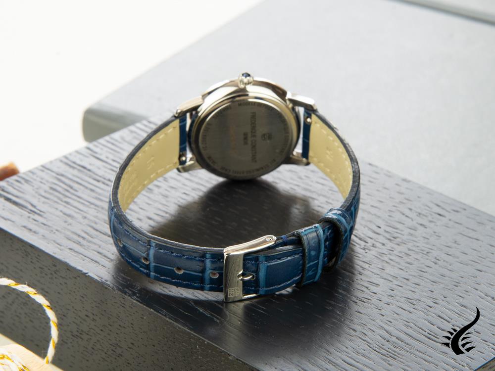 Montre à quartz Slimline pour femme Frederique Constant, 30 mm, diamants, bleu