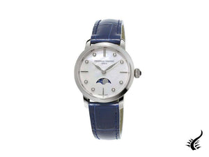 Frederique Constant Slimline Ladies Moonphase Quartz Watch, 30mm, Diamonds, Blue