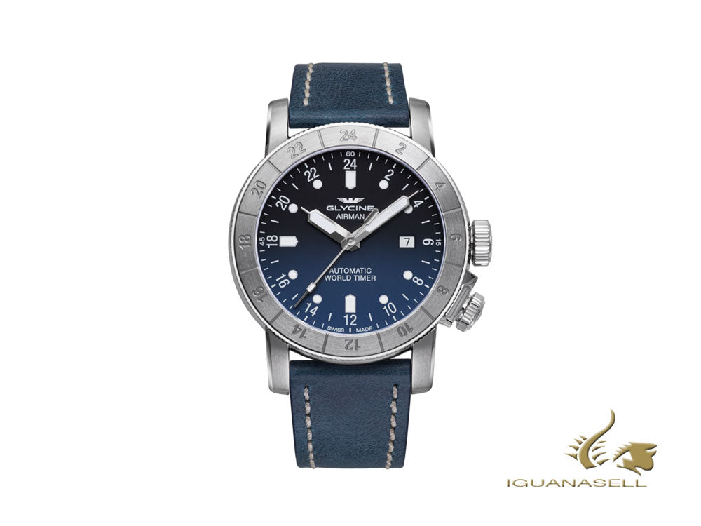 Montre automatique Glycine Airman 44, GL 293, Purist, bleu, GL0057