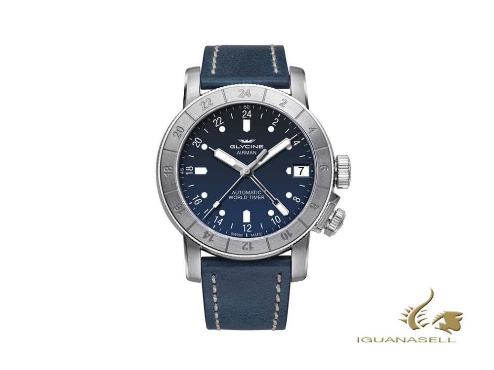 Glycine Airman 46 Automatic Watch, GL 293, GMT, Blue, GL0060