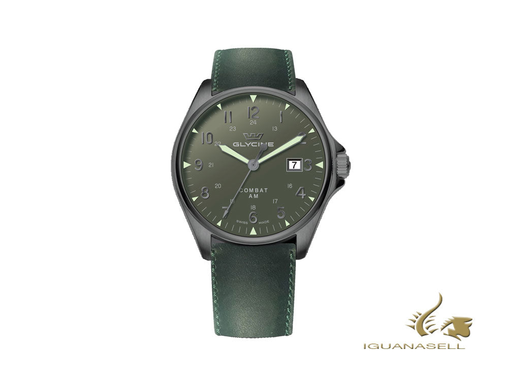 Glycine Combat 6 Vintage Automatic Watch, PVD, Green, 43 mm, GL0298-LB10CC