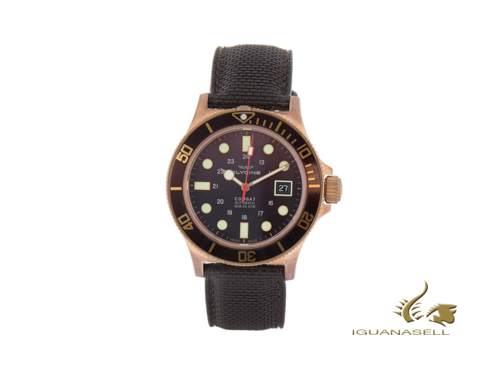 Glycine Combat Sub Automatic Watch, Bronze, 42mm, GL224, Brown, GL0188