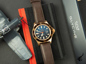 Montre Glycine Combat Sub-automatique, bronze, 48 mm, GL224, bleu, GL0200