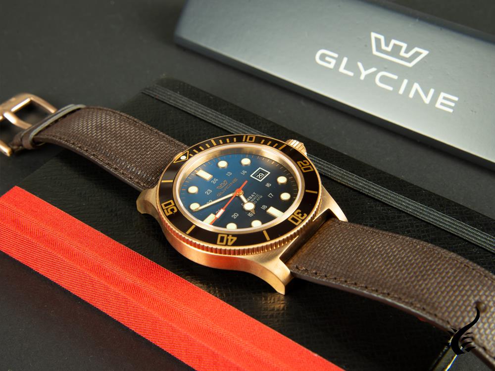 Montre Glycine Combat Sub-automatique, bronze, 48 mm, GL224, bleu, GL0200