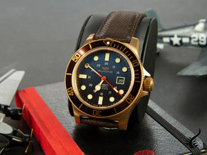 Montre Glycine Combat Sub-automatique, bronze, 48 mm, GL224, bleu, GL0200