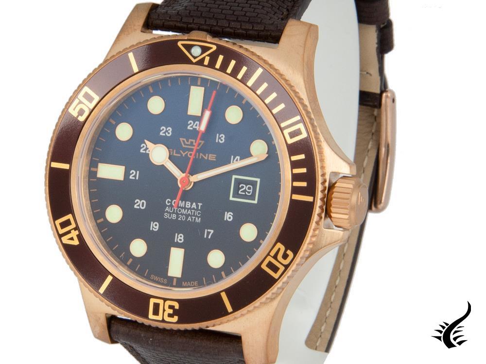 Montre Glycine Combat Sub-automatique, bronze, 48 mm, GL224, bleu, GL0200