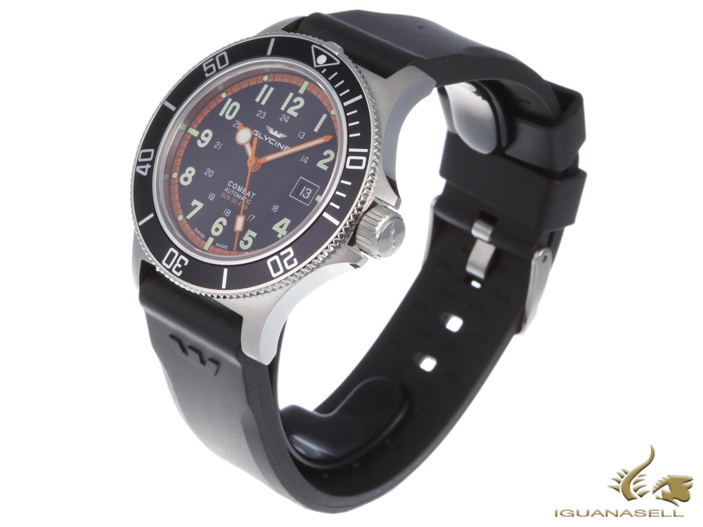 Montre Glycine Combat Sub-automatique, GL 224, noire, 42 mm, GL0088