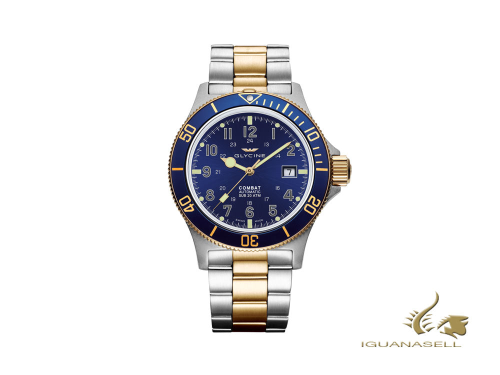 Montre Glycine Combat Sub-automatique, GL 224, bleu, 42 mm, GL0081