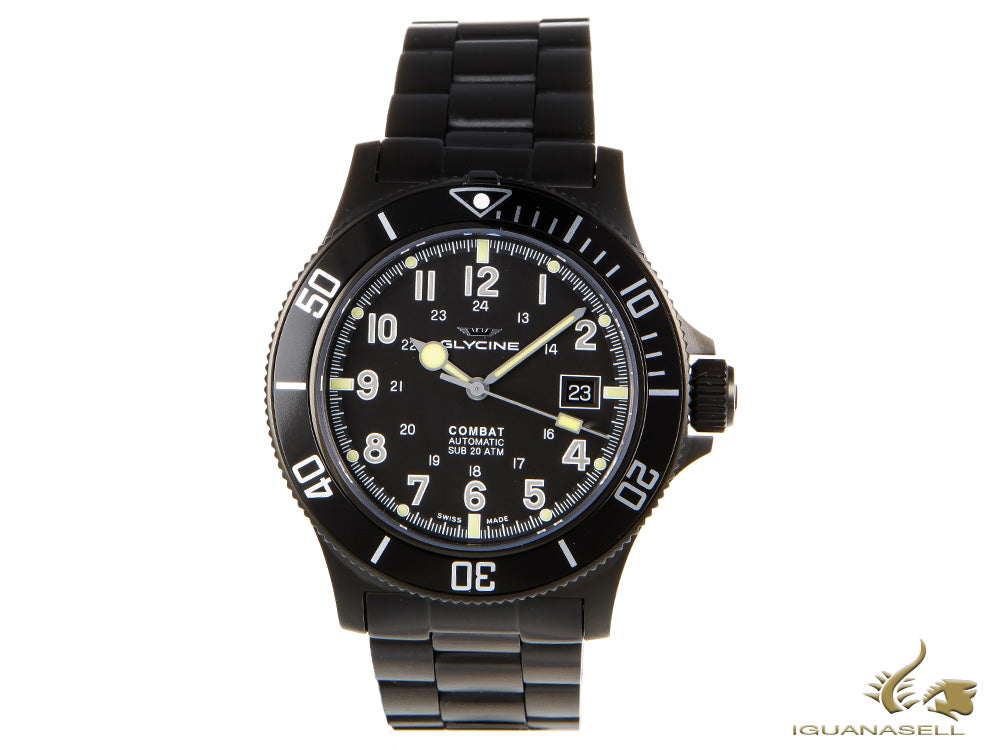 Glycine Combat Sub Automatic Watch, GL 224, PVD, Black, 42mm, GL0079