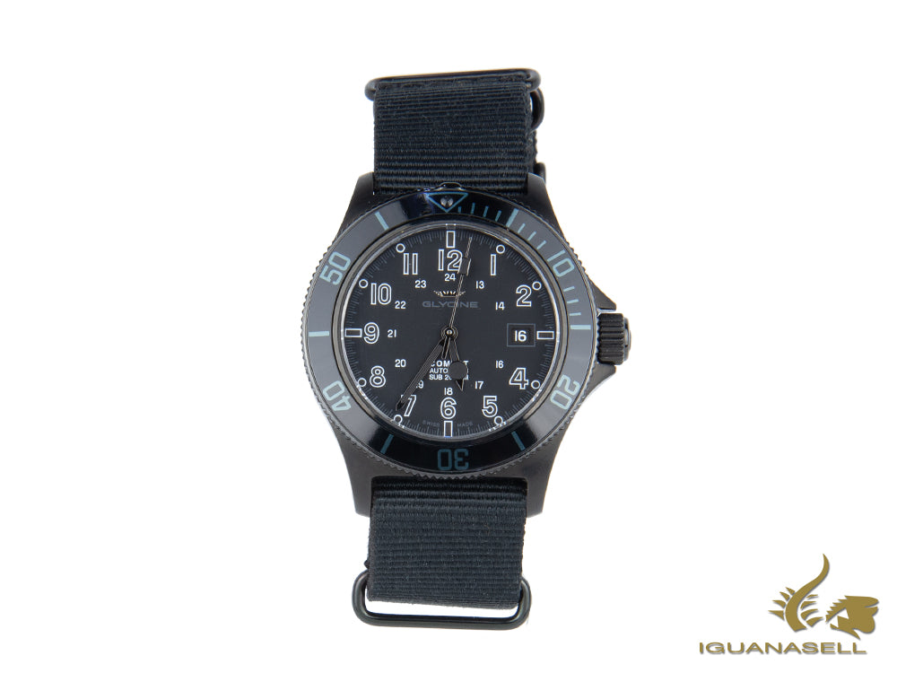 Montre Glycine Combat Sub-automatique, GL 224, PVD, noir, 42 mm, GL0086