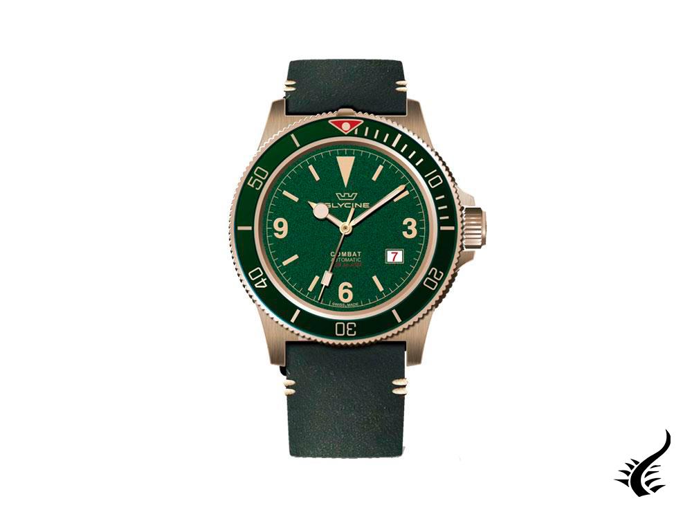 Glycine Combat Vintage Automatic Watch, Bronze, Green, 42 mm, GL0268-LB10BF1