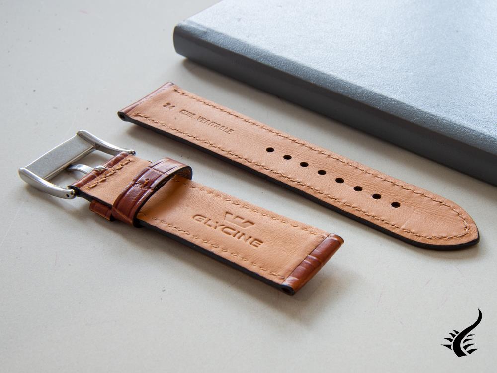 Glycine, Leather strap, 24mm, Brown, LBK7H-24