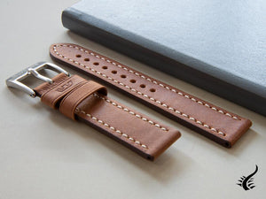 Glycine, Bracelet en cuir, 20 mm, Marron, Boucle