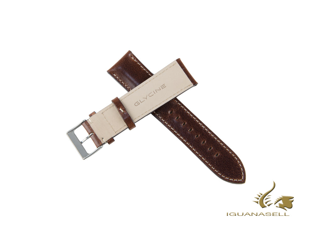 Glycine, Leather Strap, 20 mm, Brown, Buckle