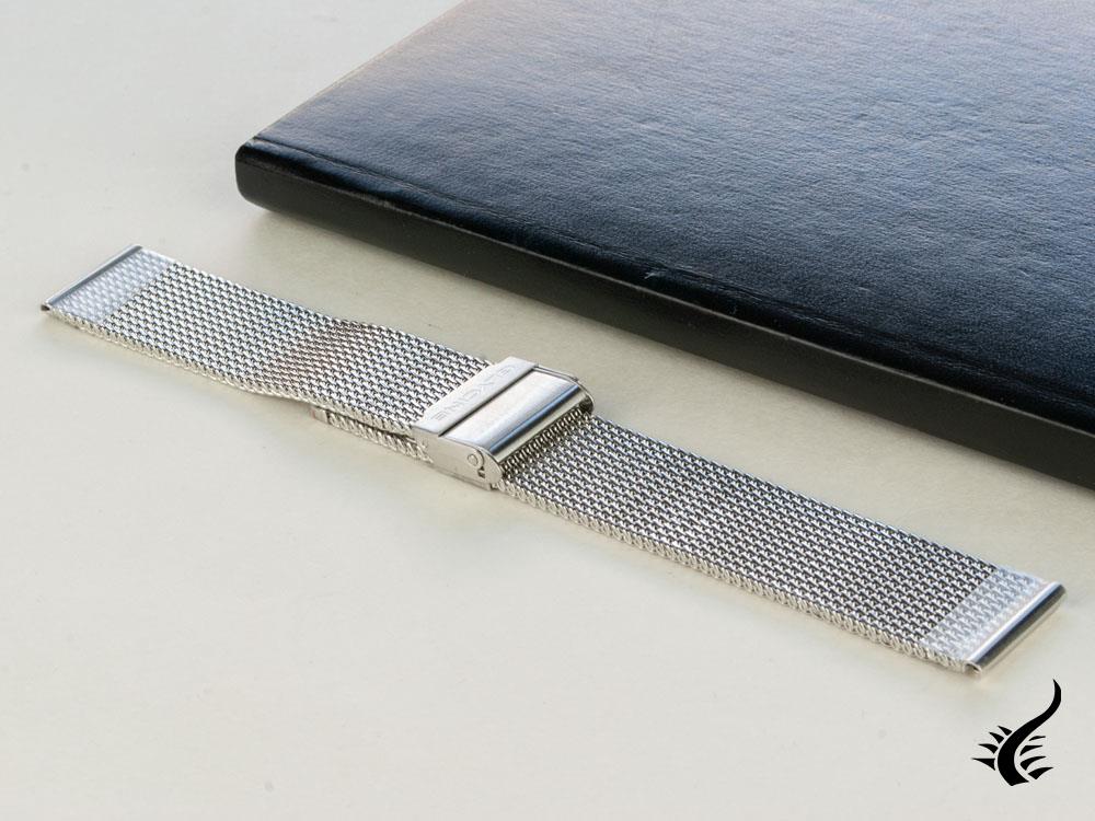 Glycine, Mesh Strap, Polished, 22mm, Foldover clasp