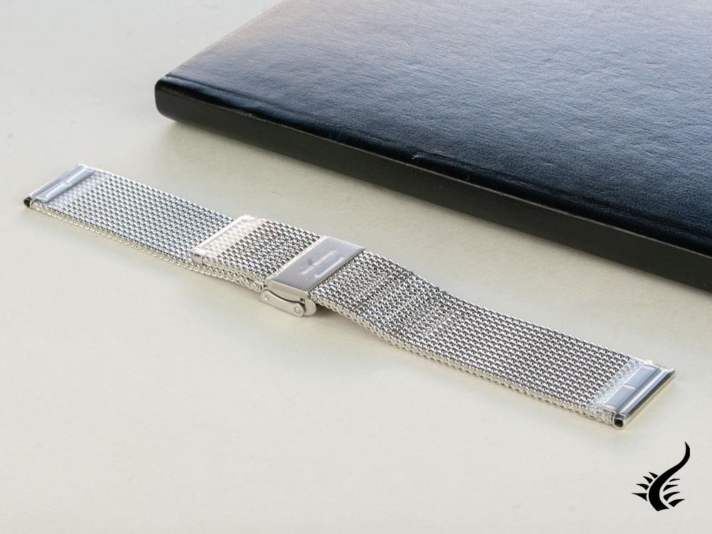 Glycine, Mesh Strap, Polished, 22mm, Foldover clasp