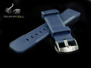 Glycine, Rubber Strap, 22mm, Blue, Buckle