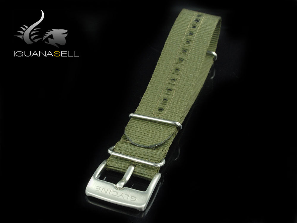 Glycine, Fabric Strap, 22mm, Green, Buckle