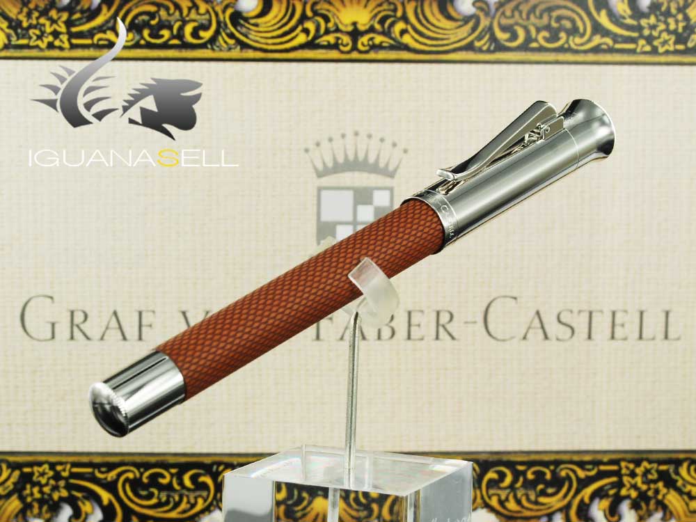 Stylo roller Graf von Faber-Castell Guilloche, Résine précieuse, Cognac