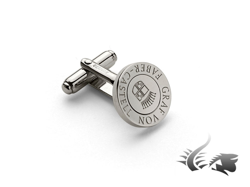 Graf von Faber-Castell Round Cufflinks, Platinum, Silver, 118970