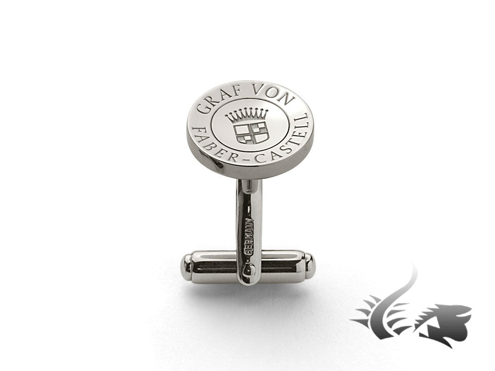 Graf von Faber-Castell Round Cufflinks, Platinum, Silver, 118970