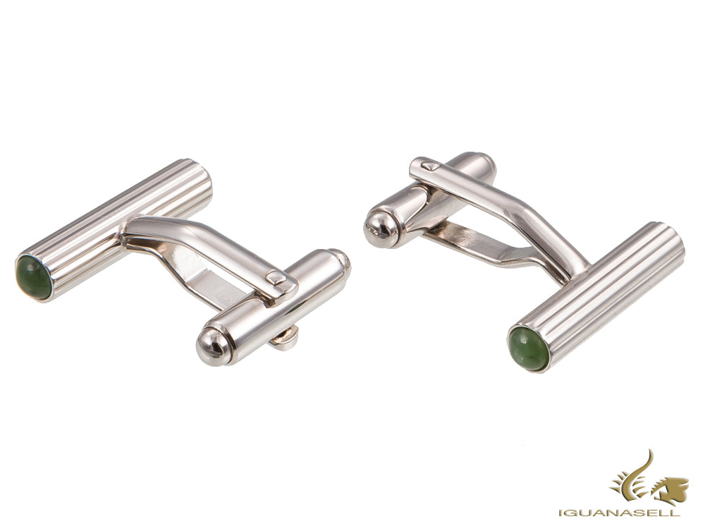 Boutons de manchette cylindriques Graf von Faber-Castell, platine, jade vert, 118975