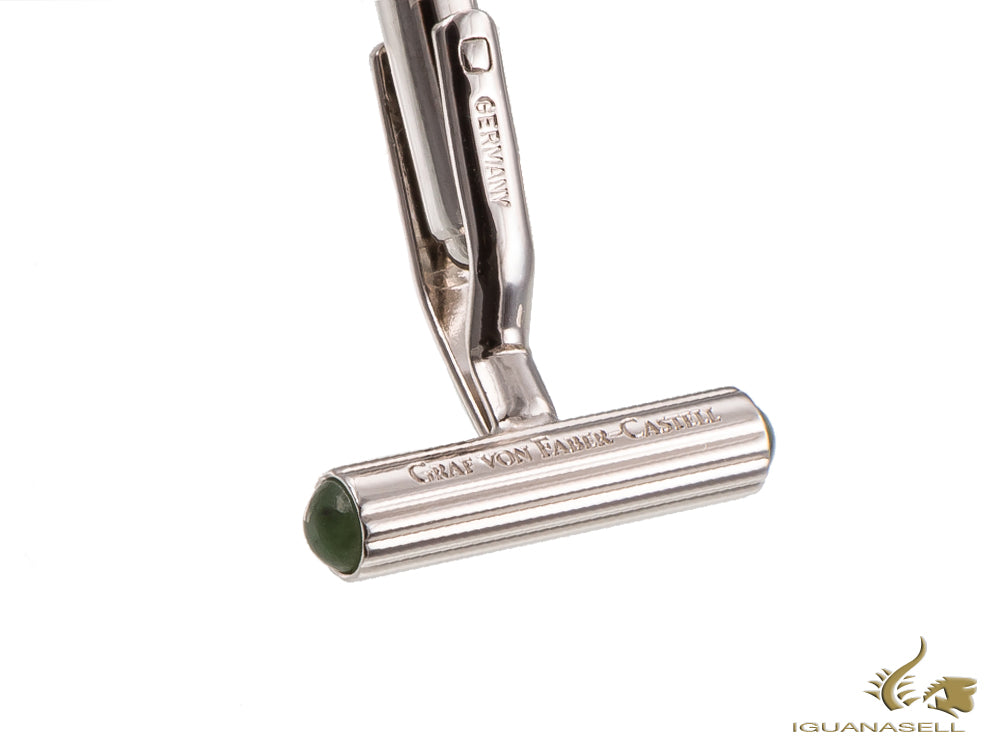 Boutons de manchette cylindriques Graf von Faber-Castell, platine, jade vert, 118975