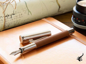 Stylo Plume Graf von Faber-Castell Guilloché, Résine précieuse, Cognac