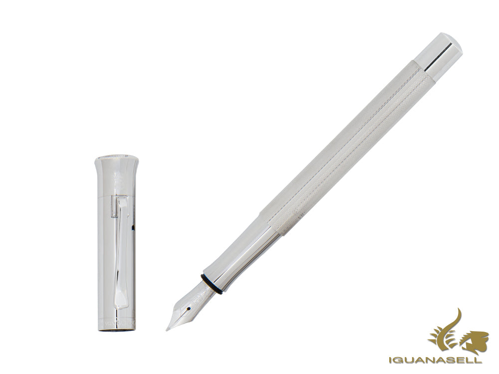 Graf von Faber-Castell Guilloche Fountain Pen, Rhodium trim, 146590