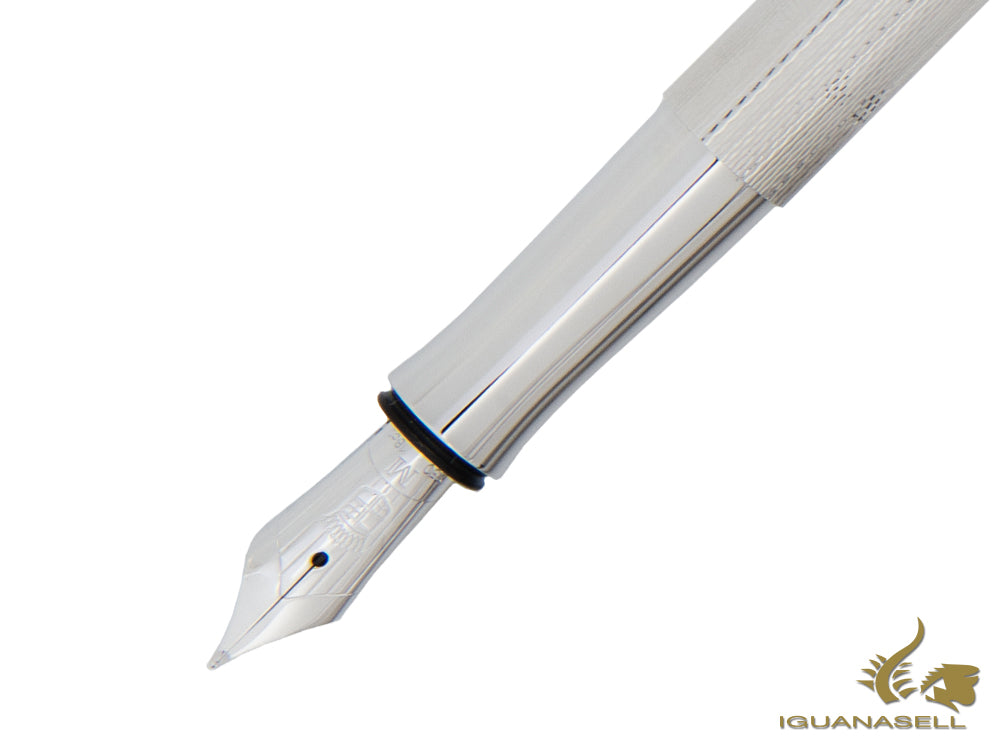 Graf von Faber-Castell Guilloche Fountain Pen, Rhodium trim, 146590