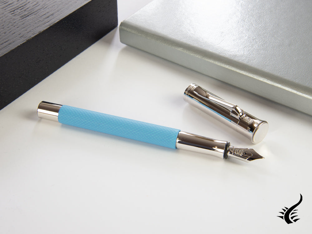 Graf von Faber-Castell Guilloche Gulf Blue Fountain Pen, Precious resine