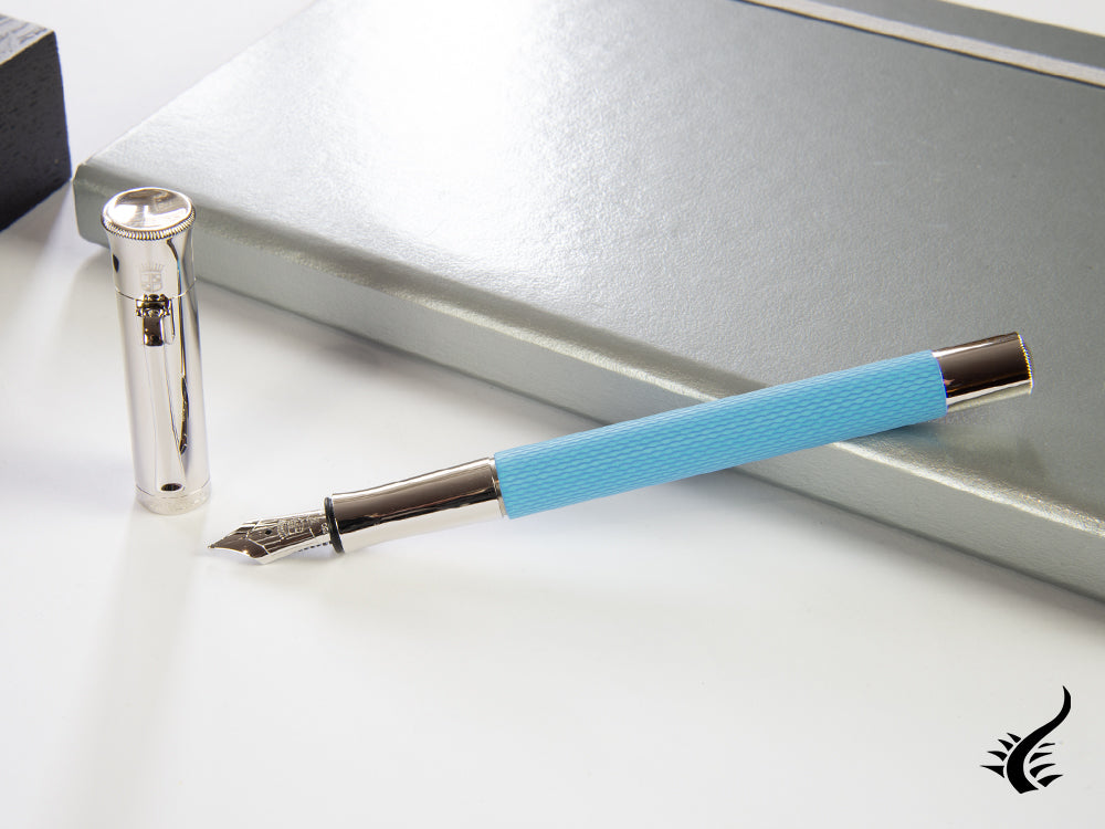 Graf von Faber-Castell Guilloche Gulf Blue Fountain Pen, Precious resine